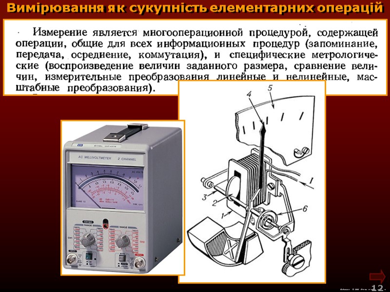 М.Кононов © 2009  E-mail: mvk@univ.kiev.ua 12  Вимірювання як сукупність елементарних операцій